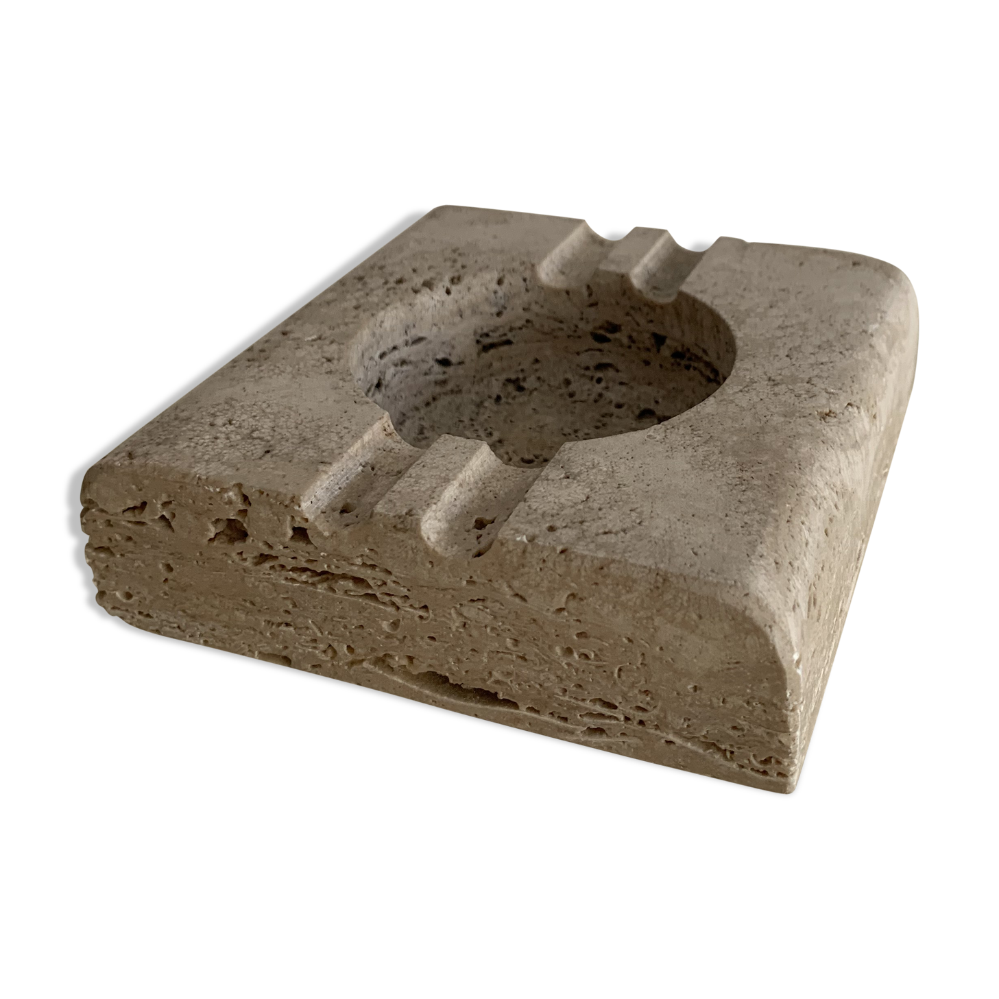 Square ashtray rough stone