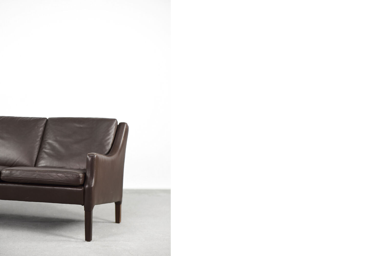 Mid-Century Modern Vintage Danish 3-seater Chocolate Leather Sofa, 1960s