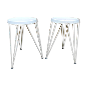 Lot de 2 tabourets en fil de fer hollandais Pilastro Tjerk Reijenga