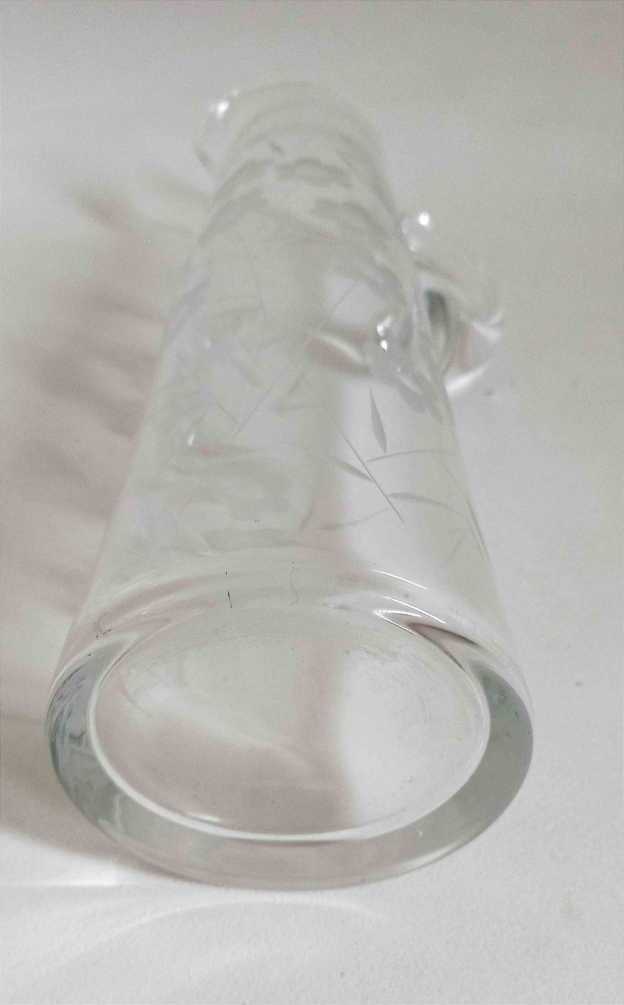 Chiseled crystal pitcher with floral decor 1950s Height 34 cm