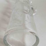 Chiseled crystal pitcher with floral decor 1950s Height 34 cm