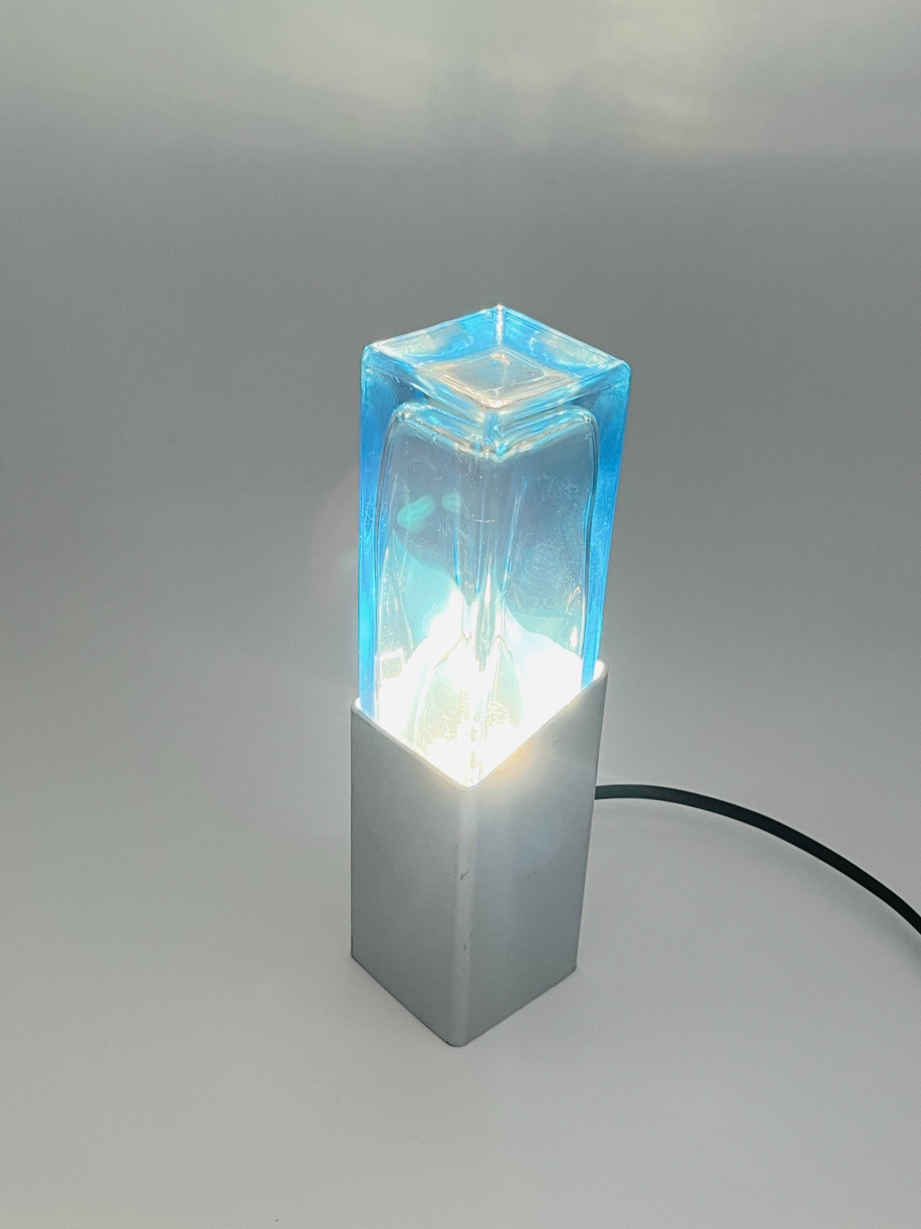 Space Age Glass Block Lamp Murano 1970