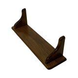 Vintage book shelf wall rack 1970s in dark oak - minimalist design