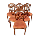 Suite de 6 chaises en noyer style Louis XVI