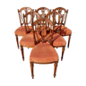 Suite de 6 chaises en noyer style Louis XVI
