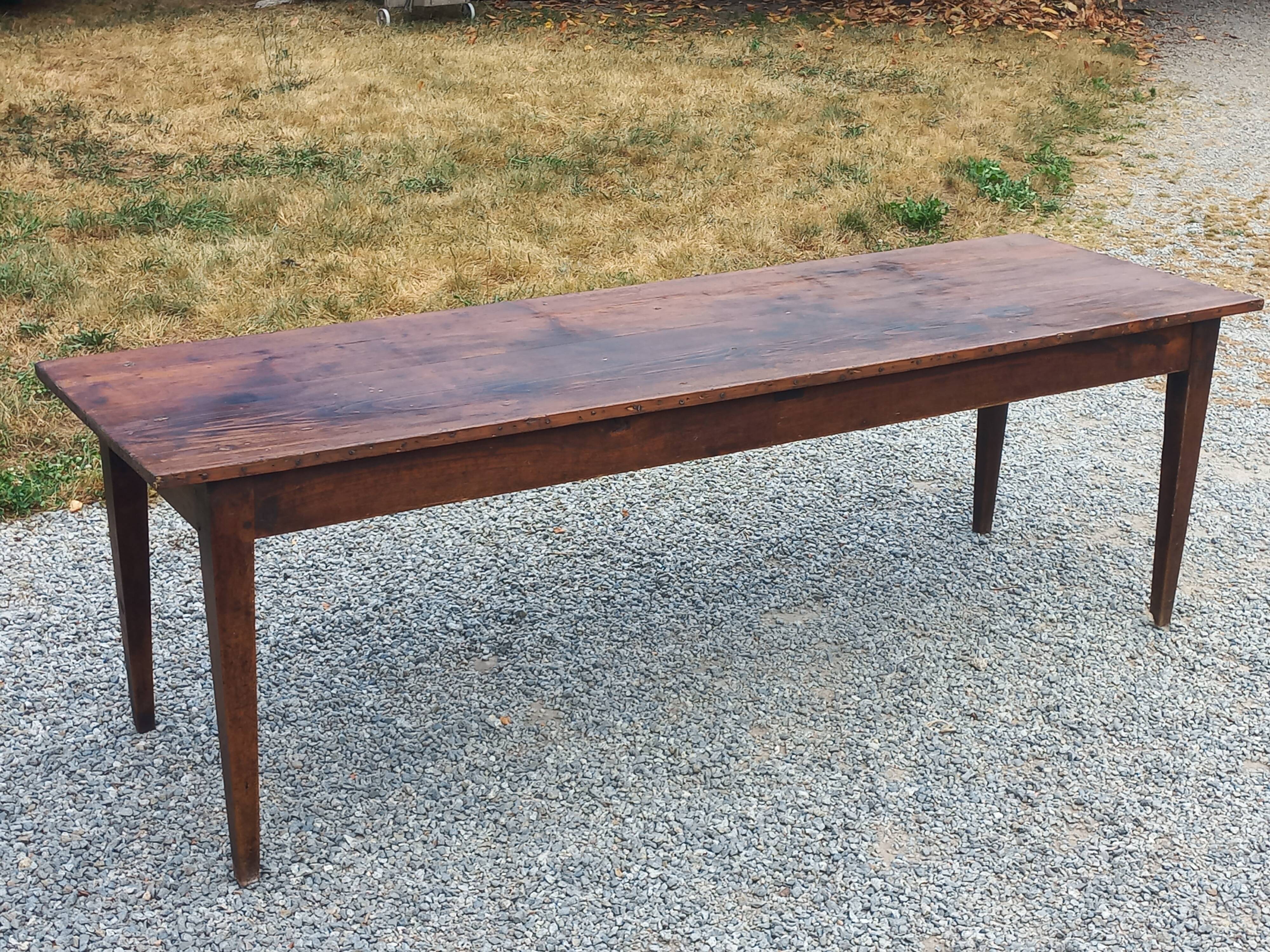 19th century farmhouse table with spindle legs, 225cm
