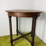 Round turned wood side table