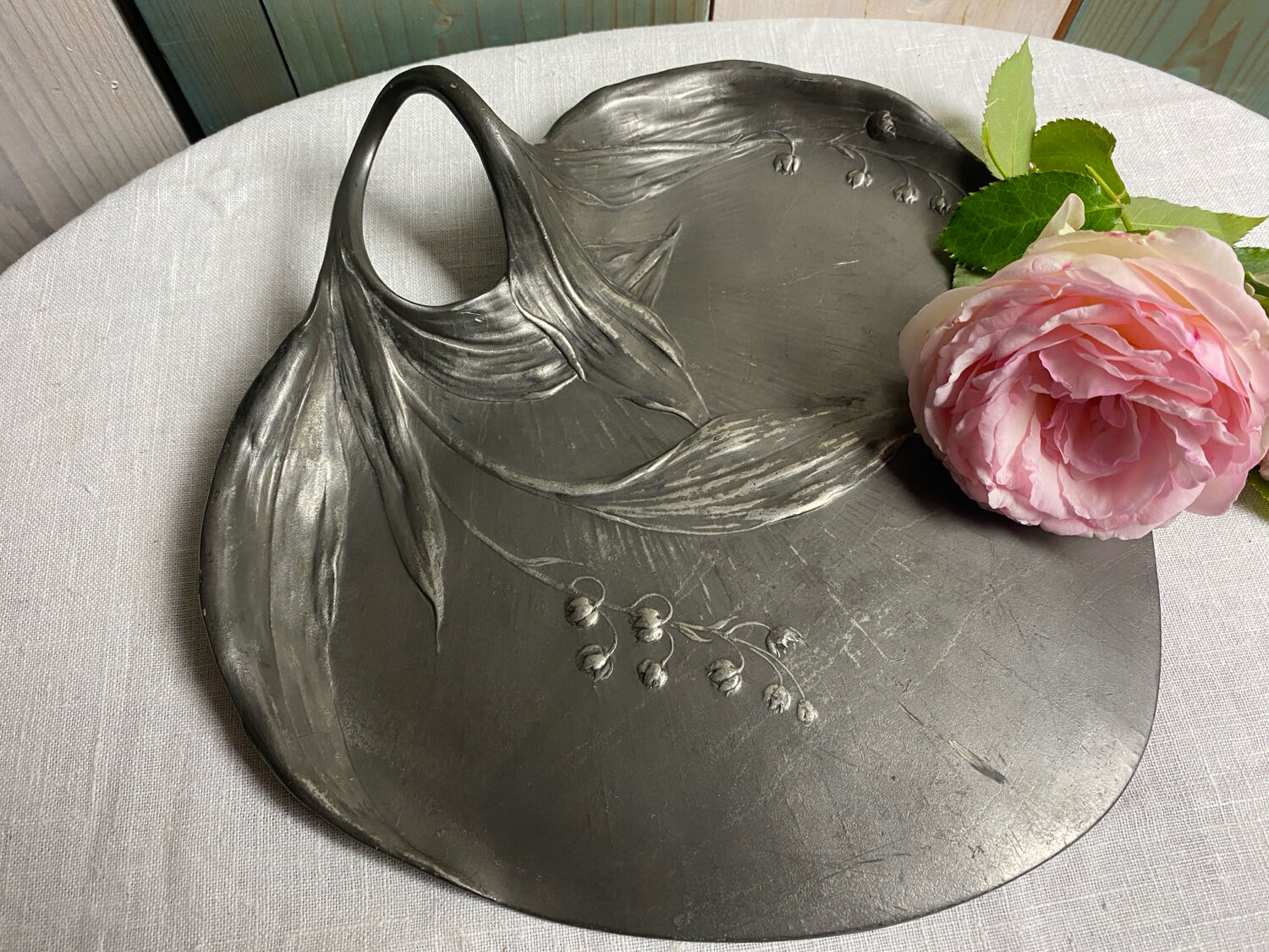 Large Art Nouveau pewter storage tray Kayserzin