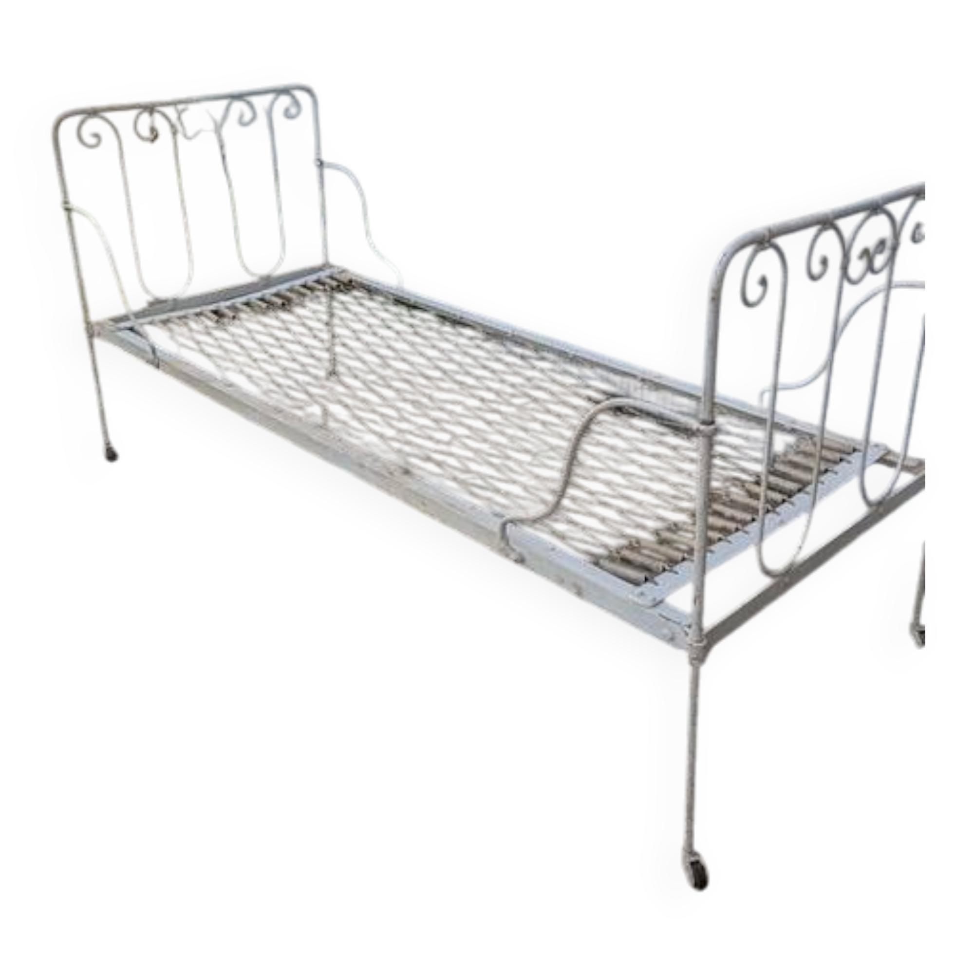 Wrought iron bed, bench