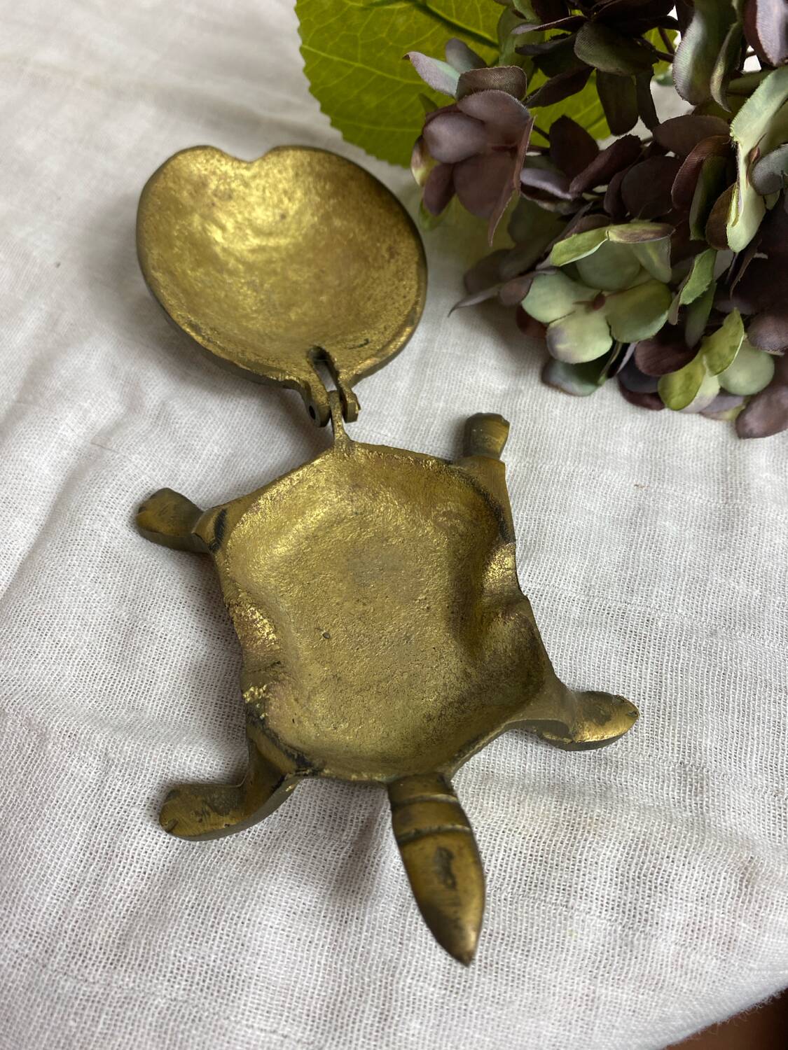 Brass turtle ashtray