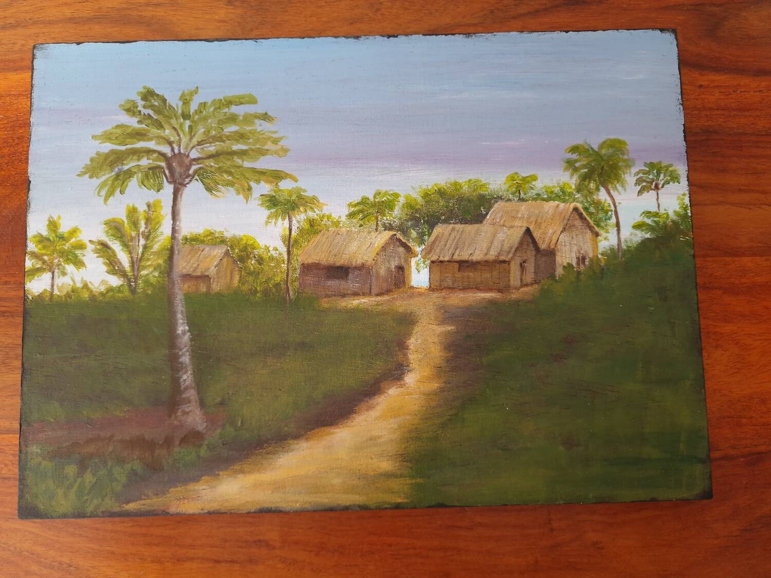 Vintage exotic painting in colonial style