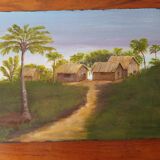 Vintage exotic painting in colonial style