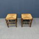 Set of Dutch beechwood stools with rush seat