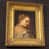Portrait peint d'une jeune noble du XIXe siècle