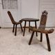 Coffee set coffee table and tripod low chairs - Spanish brutalist design - 1950s