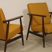 Pair of armchairs Henryk lily 300-190s 1970s yellow fabric