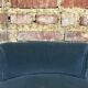 1930 blue velvet hairdresser chair and curved wooden feet