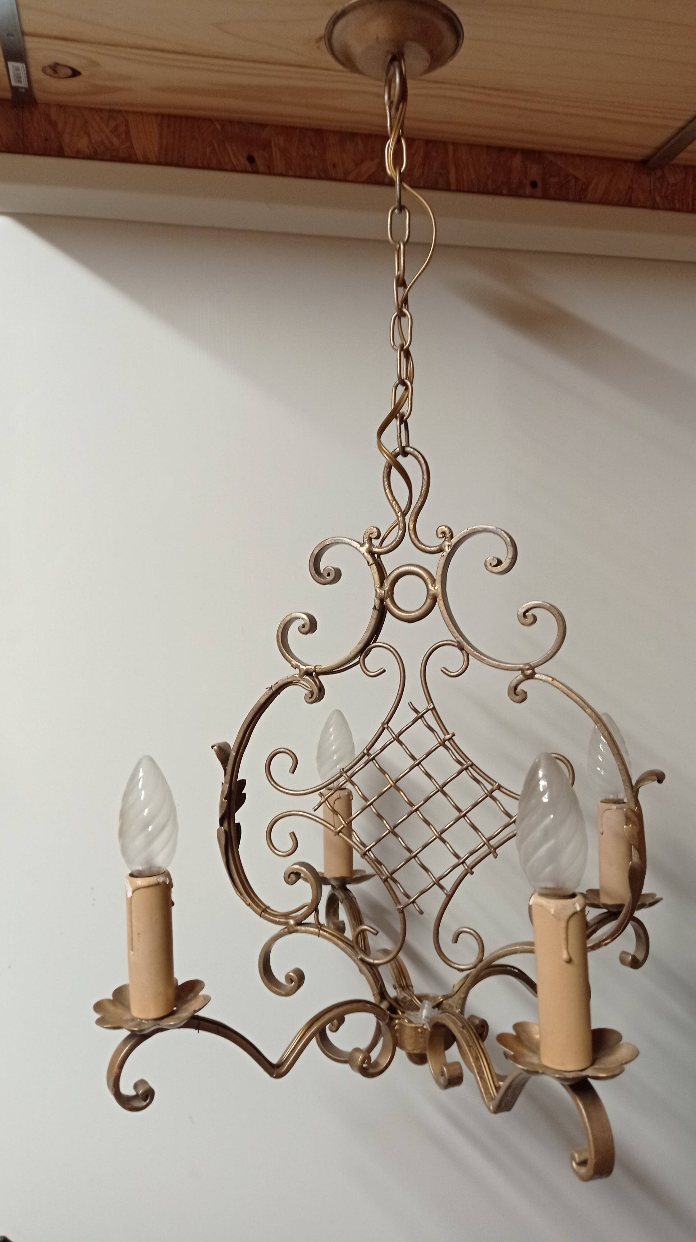 Bronze Cross Chandelier, 1940s