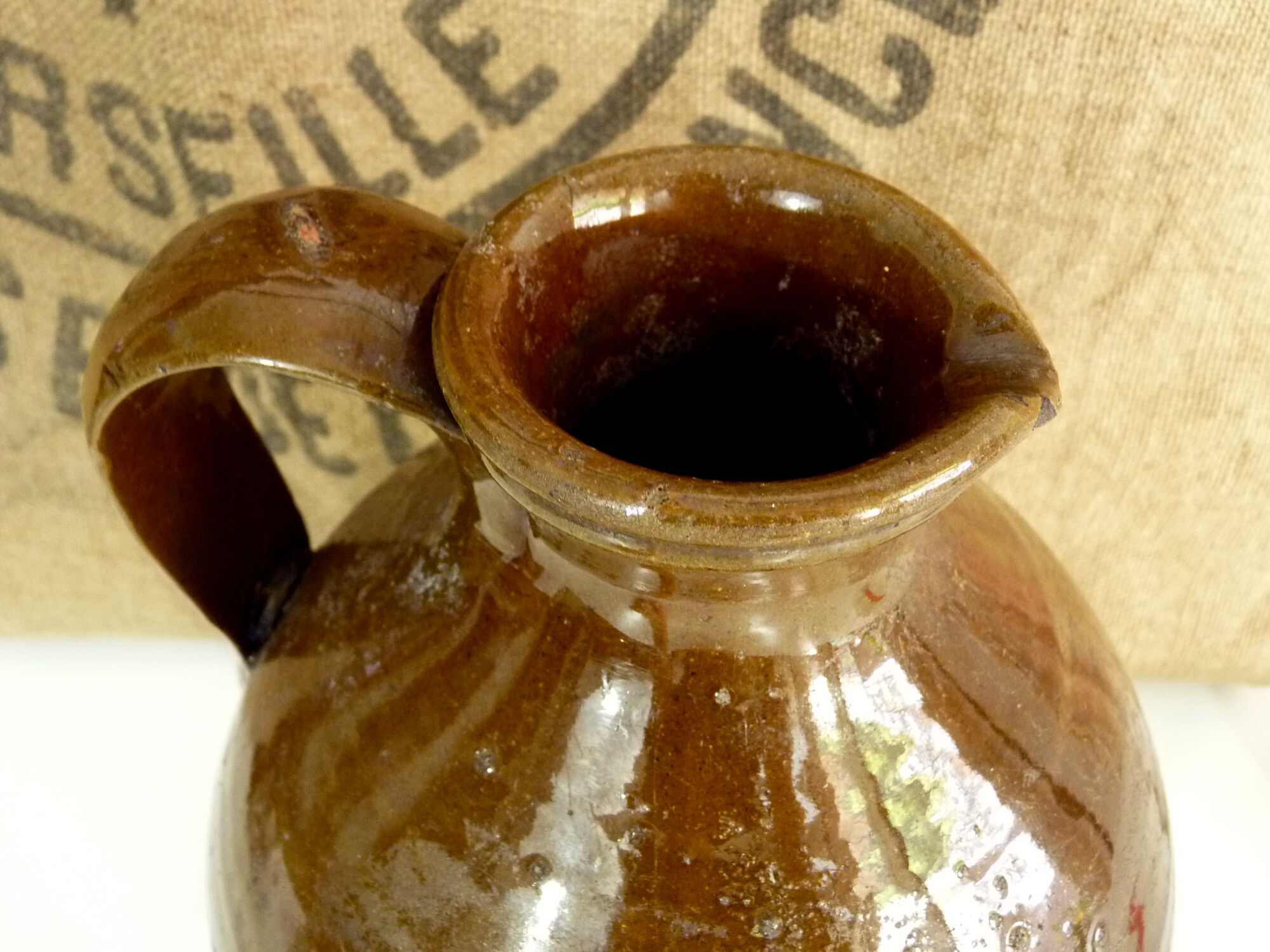 Brown pitcher in glazed terracotta, south west of France, 19th