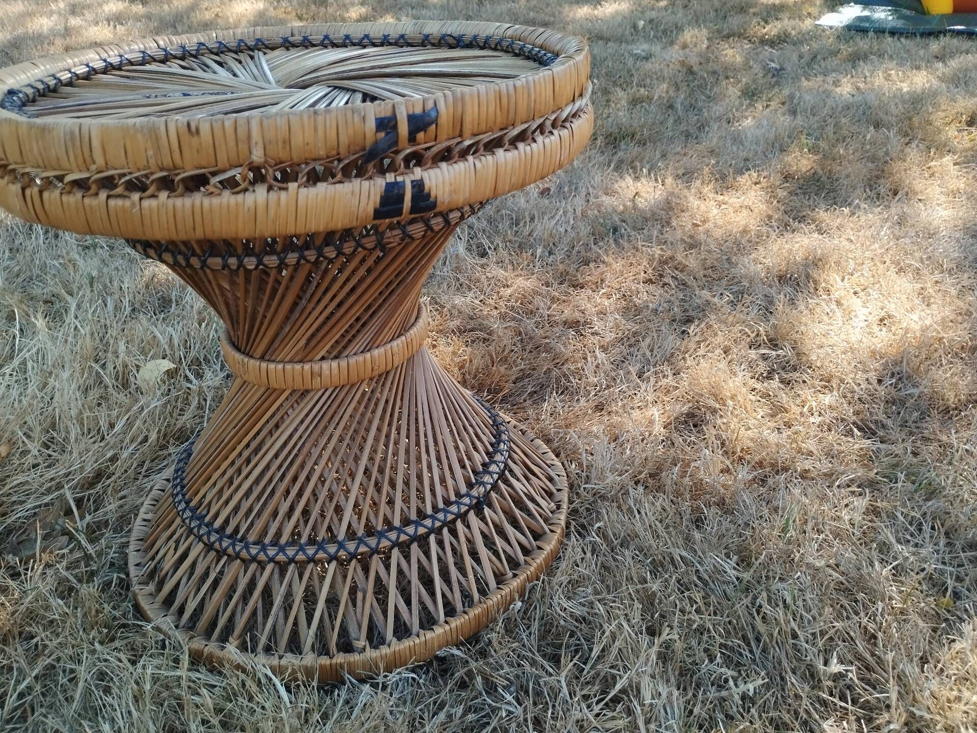 Vintage antique rattan wicker chair armchair