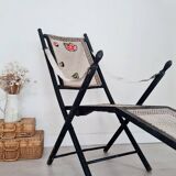 Old deckchair - wooden and cane lounge chair
