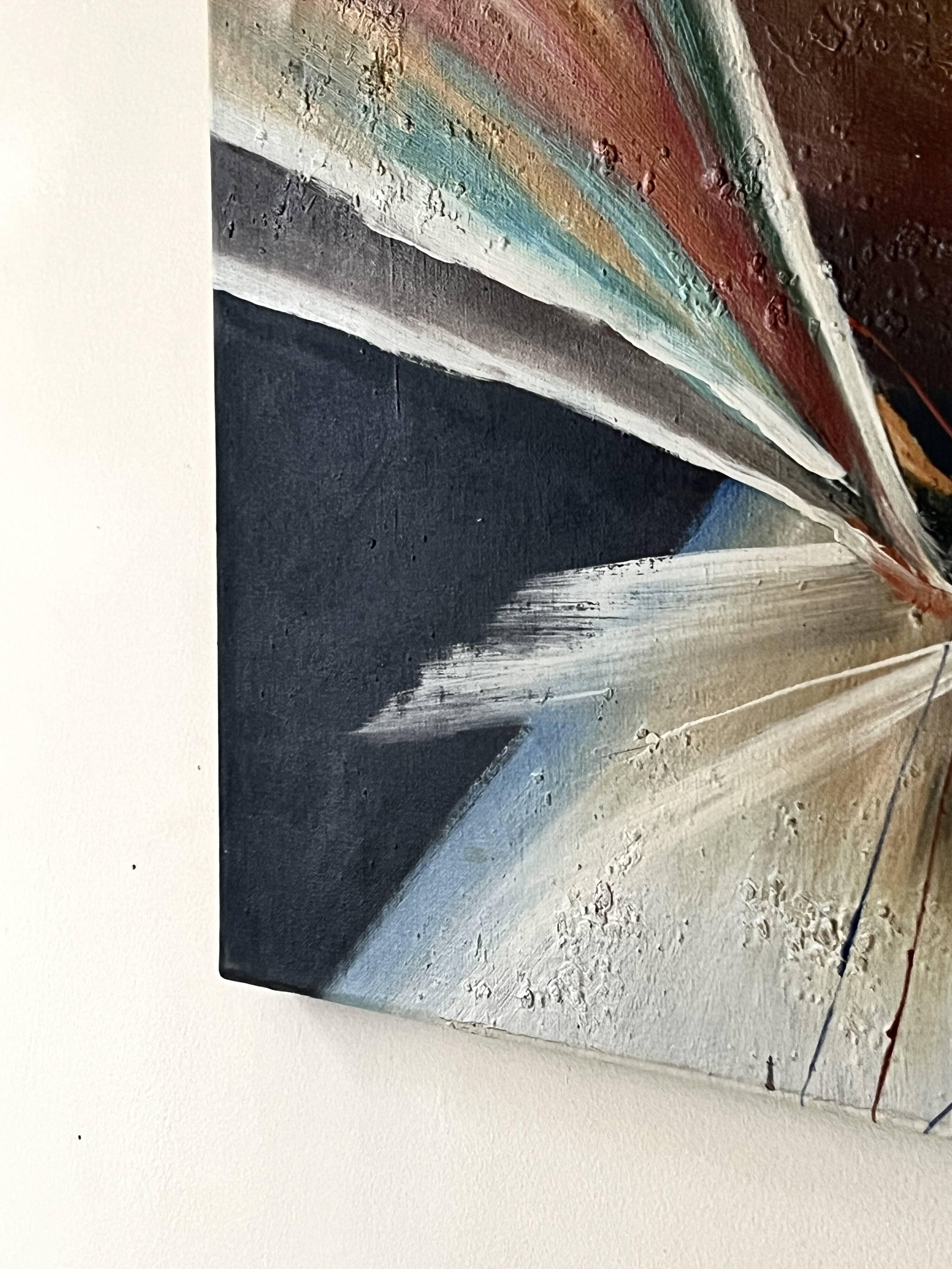 Large abstract modernist painting & original oil signed on canvas