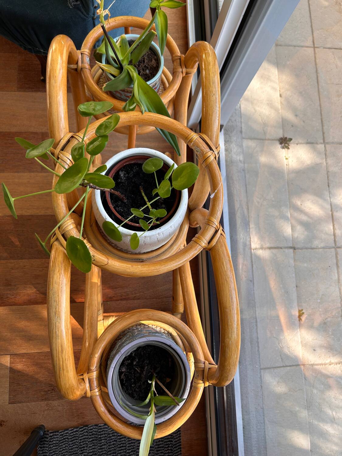 Vintage rattan plant stand – 1970s