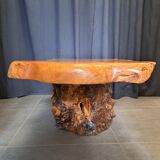 Coffee table signed in elm burl