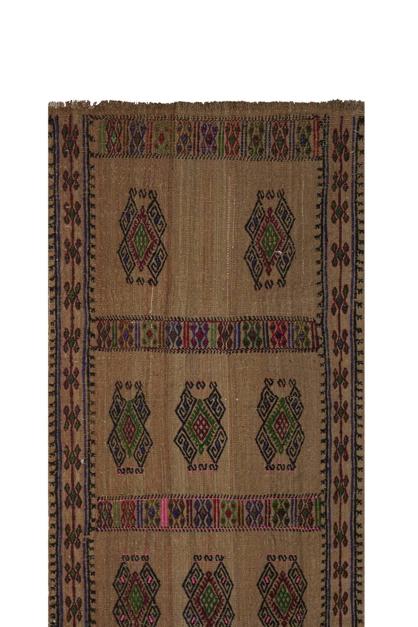 Vintage Turkish hallway rug 58x652 cm