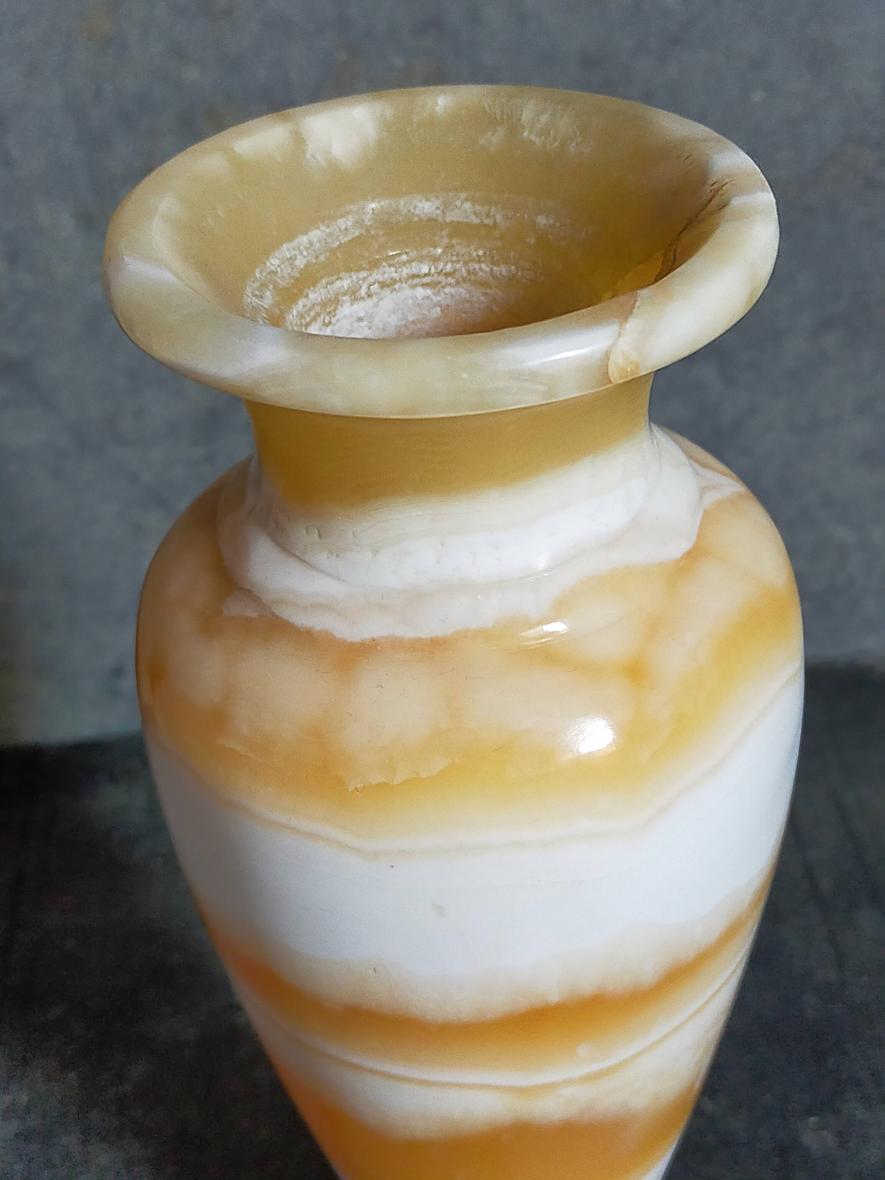 Baluster vase in real vintage honey onyx stone 25 cm