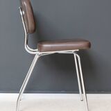 Set of 4 chairs in skaï and vintage chrome