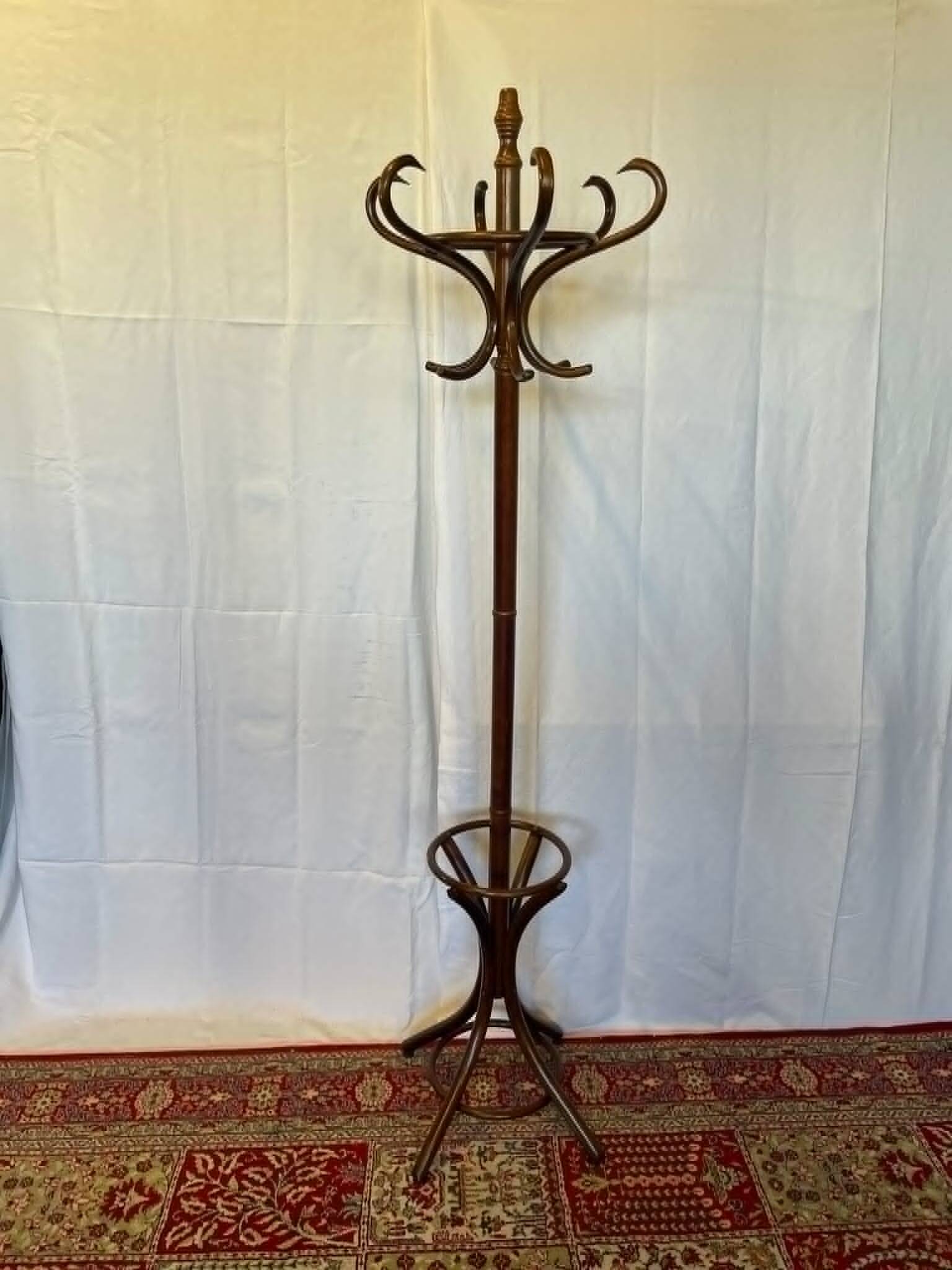 Antique curved wooden parrot coat rack