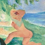 Huile sur toile par Emile Compard portrait de femmes et composition