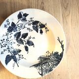 Set of 4 mismatched blue Terre de Fer soup plates