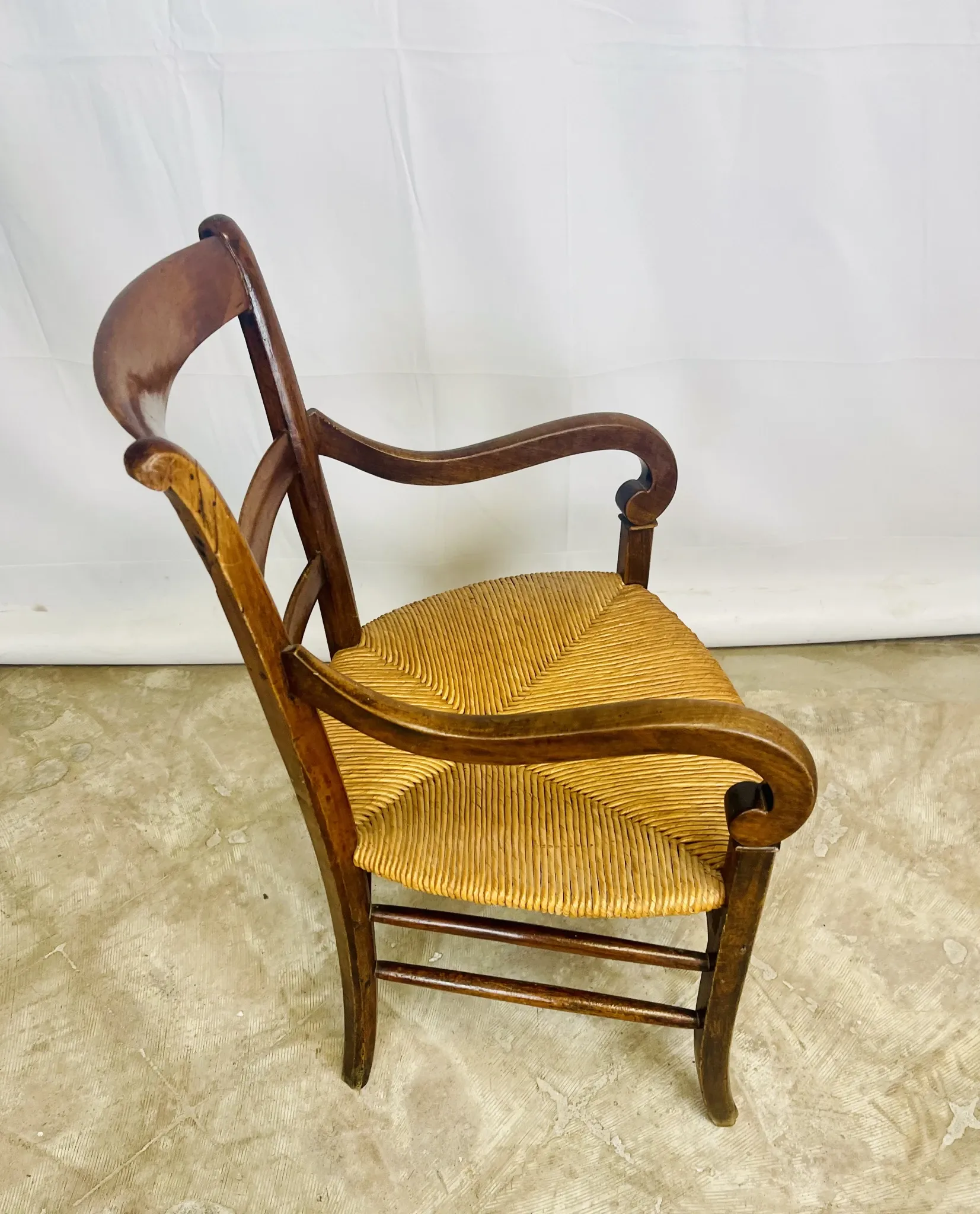 Pair of dissimilar walnut armchairs