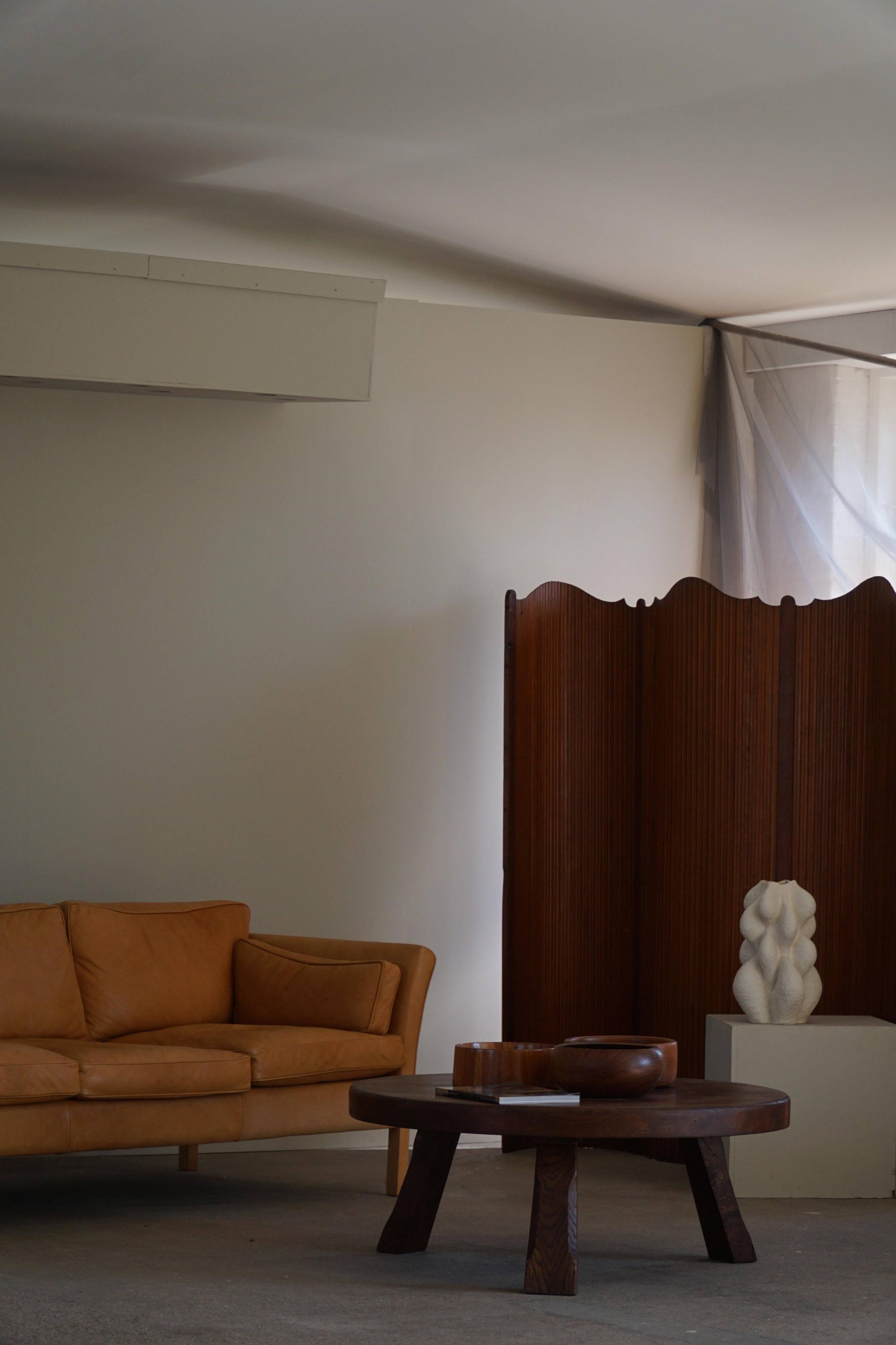 Danish Midcentury 3-seater canapé by Stouby in cognac brown leather, made in the 1970s.