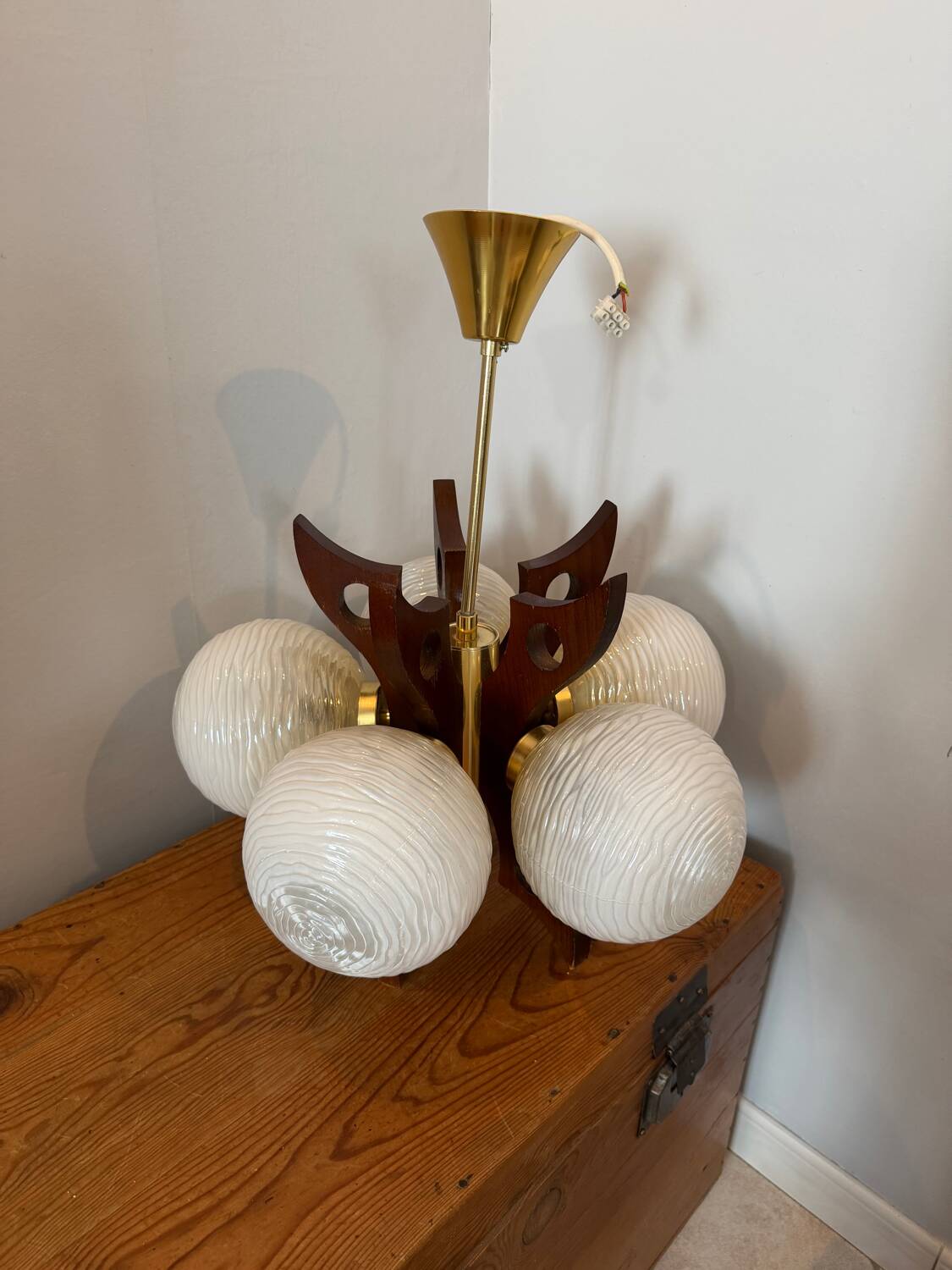 Suspension with 5 globes, Scandinavian design made by Szarvasi.