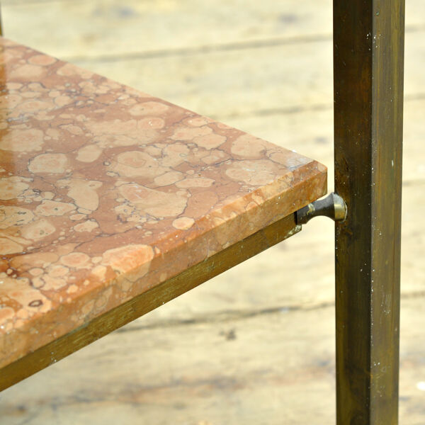 Table d'appoint en marbre et laiton français, vers 1920