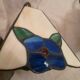 Pair of brass and color mosaic wall lights with floral pattern from the 70's