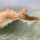 Tableau HSCeramics "Naked on the Wave" signed M. Damon 1918 + frame