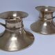 Pair of vintage solid brass hand candlesticks
