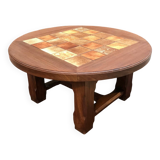 Vintage coffee table in wood and ceramic from the 70s