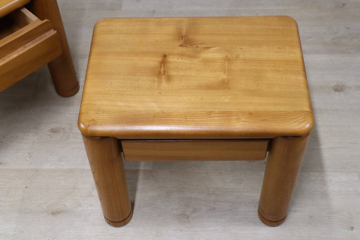 Pair of vintage elm bedside tables, 1970s