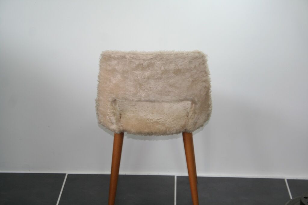 Vintage white barrel chair compass feet 1960