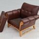 Fauteuil danois vintage, années 1970, cuir, bois de chêne