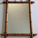 Turned wooden mirror in imitation of bamboo, from the 40s-50s, 43 x 57 cm