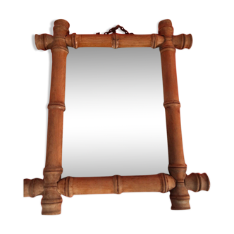 Miroir rotin vintage 33x27cm