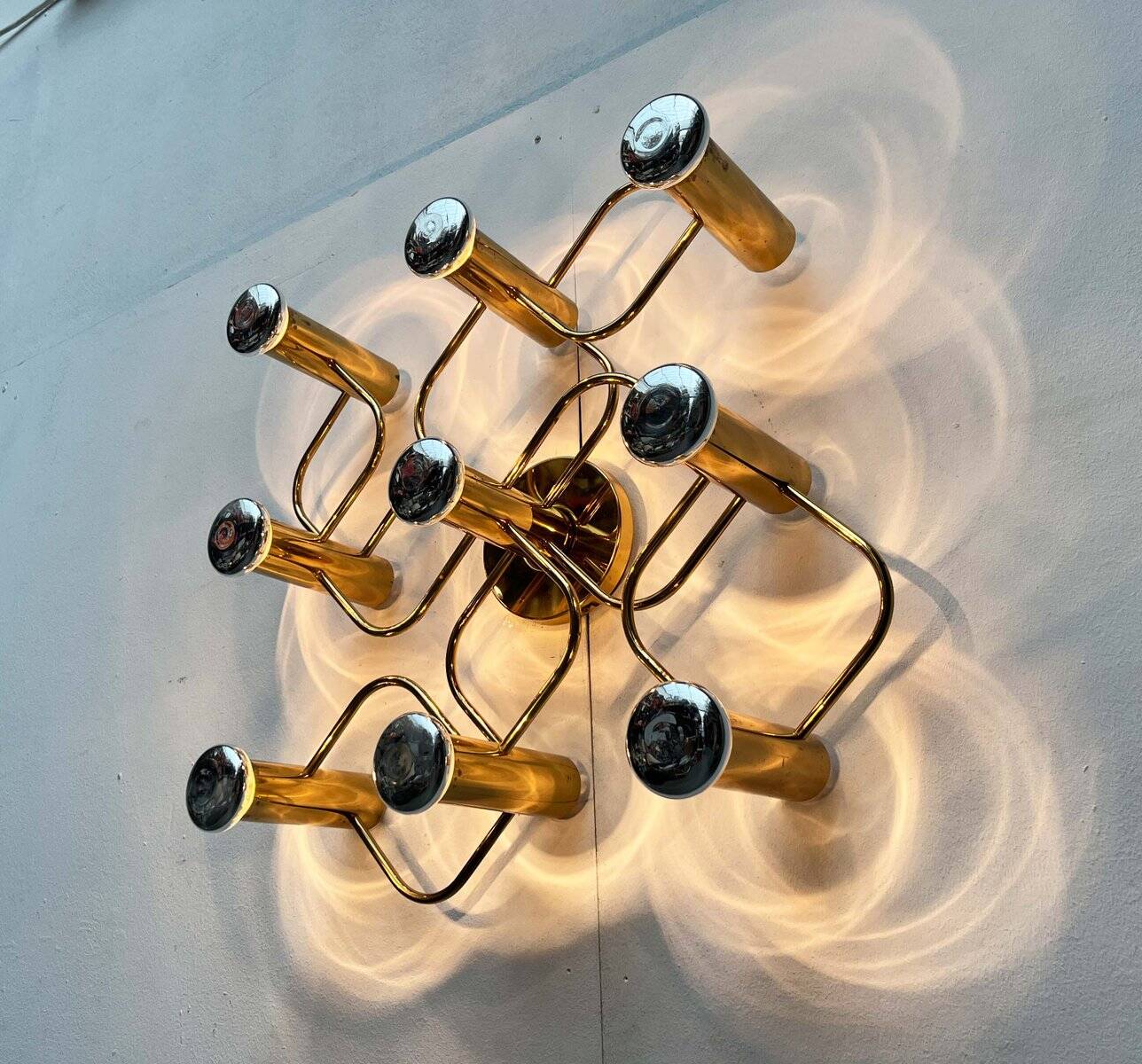 Vintage German wall lamp Hollywood Regency by Gaetano Sciolari for Leola, 1970s.