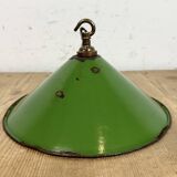 Industrial British Green Enamel Factory Pendant Lamp, 1950s