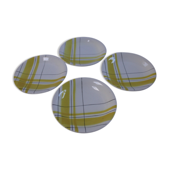 Set of 4 Yellow and Black Plates Salins Montreal 60s